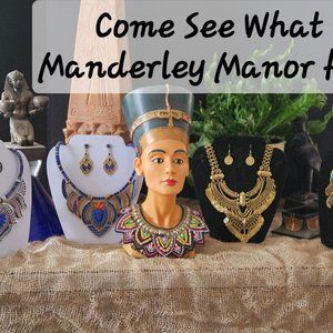 Necklace and pierced earrings.